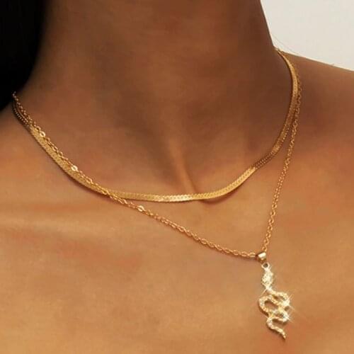 EN New Punk Snake Necklace Gift For Friend Men Women Statement Fashion Snake Chain Necklace Gold Color Unique Jewelry Wholesale