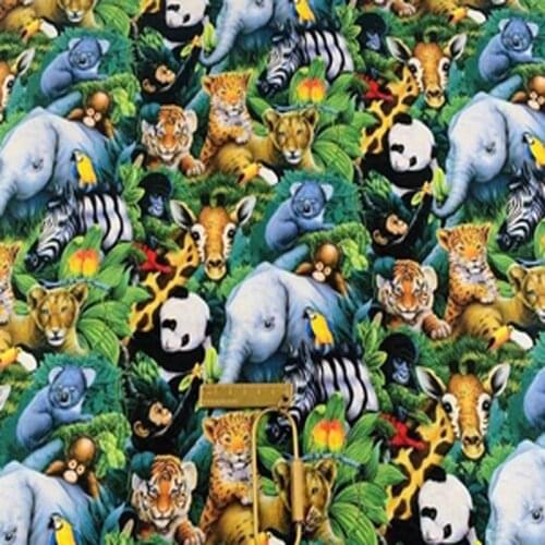 Brand New Happy Zoo Panda Elephant Lion Tiger Printed Cotton Fabric ZB5 Fabric Patchwork for Cloth Dress Party Home Decor