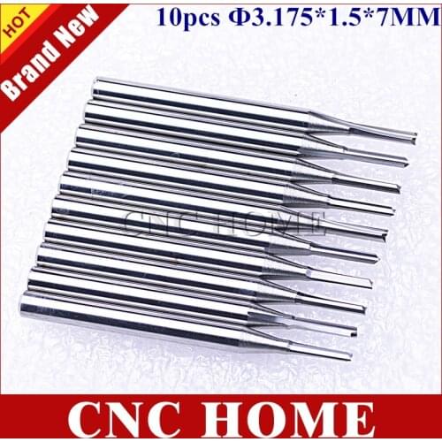 10pcs 3.175mm CED 1.5mm CEL 7mm Straight Slot Bit Wood Cutter CNC Solid Carbide Two Double Flute Bits CNC Router Bits