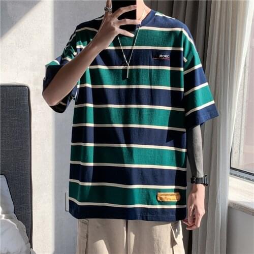 2021 Summer New Style Hot Sale Cool Striped Mens T-Shirt Fashion Casual Oversized Clothes Hip-Hop Funny All-match Streetwear