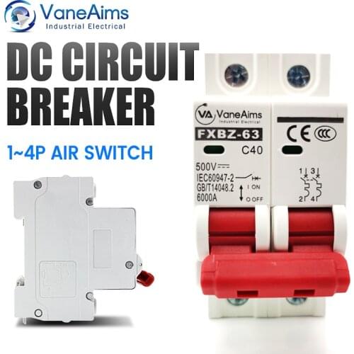 FXBZ-63 Breaker Miniature Circuit Breaker DC500V 1000V 2P10A16A20A25A32A40A50A63A MCB Solar Photovoltaic System DC Switch PV CE