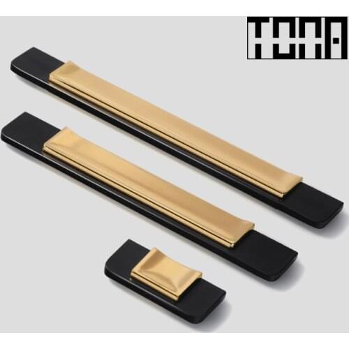 Hot Sale Nodic Luxury Cabinet Handles Solid Golden Pulls for Kitchen Cupboard Black Pulls Drawer Knobs Furniture Handle Hardware