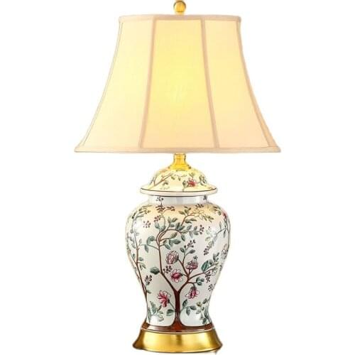 Limited Quantity Chinese Style Hand Painted Ceramic Vase Design E27 Dimmiable Table Lamp For Study Living Room Bedroom 1741