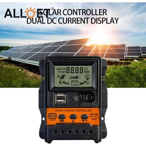 Dual USB LCD Display Solar Charge Controller 12V 24V Solar Panel Battery Controller Charger Regulator Power-off Memory Function