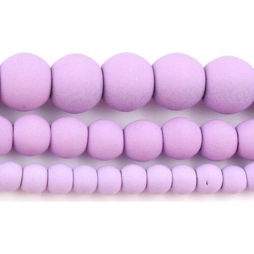 4/6/8mm Natural Matte Light Purple Hematite Stone Rubber Round Loose Spacer Beads for Jewellery Making Bracelet Necklace 15"