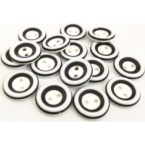 100pcs 15mm Resin Round 2 Holes Black Circles Buttons DIY Handmade Sewing Flatback Accessories