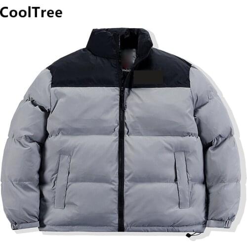 CoolTree Men Women Down Cotton Jackets Winter Patchwork Color Thick Warm Coats Couples Stand Collar Zip Outerwear Brand Clothing