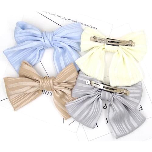 Fashion Women Girls Elegant Solid Big Bow Hairpin Hair Clips Gold Wire Barrettes Accessories sweet Ornaments Headdress