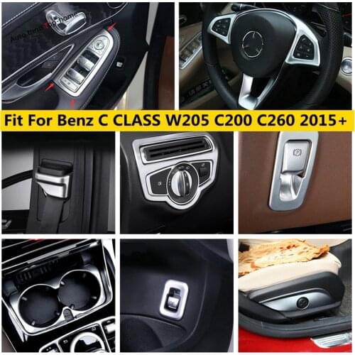 Matte Interior Refit Kit Steering Wheel / Lift Button Panel Cover Trim For Mercedes Benz C CLASS W205 C200 C260 2015 - 2021 ABS