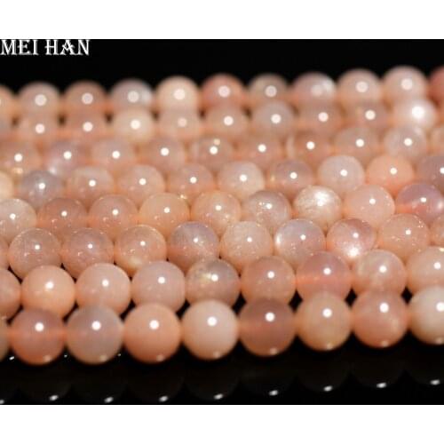 Meihan Free shipping (2 strands/set) natural 6mm+-0.3 orange moonstone smooth round loose beads for jewelry making desing