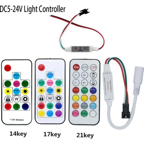 Mini 3key RF 14key 17key 21key Led Pixel Strip DC5-24V Light Controller For WS2811 WS2812B SK6812 6803 With Remote Controller