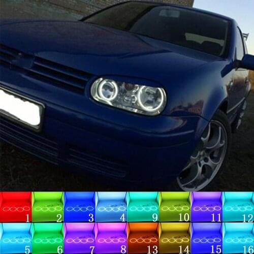 Multi-color RGB LED Angel Eyes Halo Ring Eye DRL RF Remote for Volkswagen VW Golf MK4 R32 VR6 CABRIO A4 1998 - 2004 Accessories