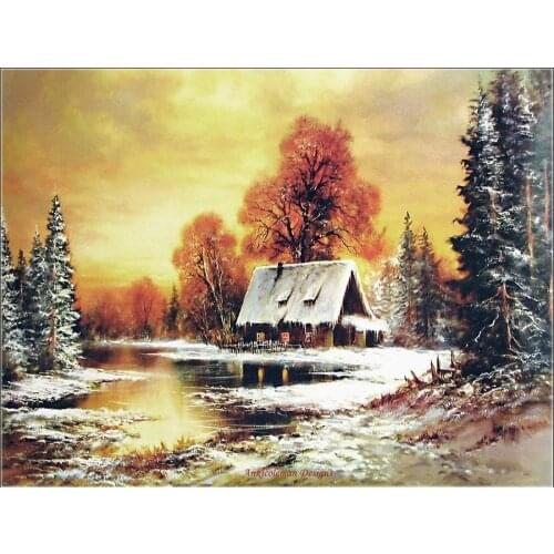 Embroidery Counted Cross Stitch Kits Needlework - Crafts 14 ct DMC Color DIY Arts Handmade Decor - A Melting Winter