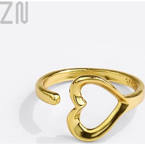 ZN 2021 New Trendy Women Love Heart Opening Metal Rings Creative Fashion Simple Jewelry Romantic Couple Gifts Summer Accessories
