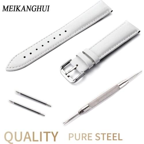 New design white Watches Band watch Accessories strap For Women 14 15 16 17 18 19 20 mm Leather watch band watch bracelet