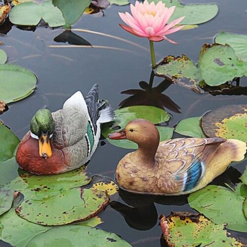 Mandarin Duck Statue Hunting Shooting Decoy Artificial Animal Resin Home Garden Lawn Ornaments Garden Pool Pond Decors