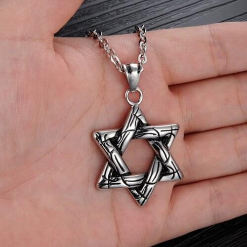 Granny Chic Star Of David Pendant Israel Chain Necklaces Men Women Stainless Steel Judaica Silver Color Jewish Jewelry