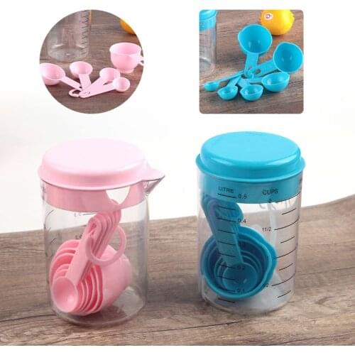 7pcs/set Plastic Measuring Cups Measuring Spoons Kitchen Measuring Tools Tea Coffee Graduated Spoons Set Kitchen Baking Tools