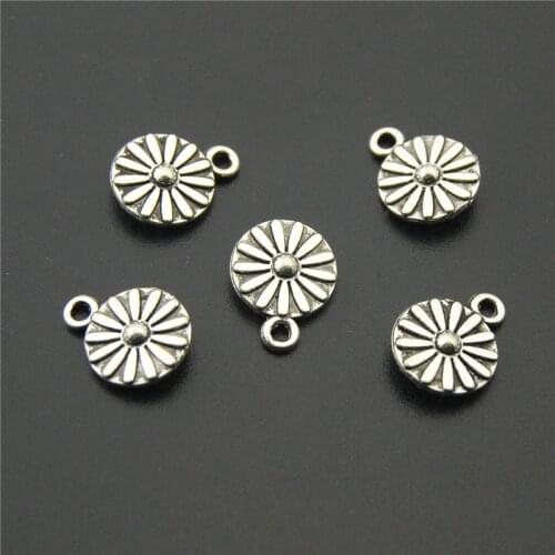 50pcs Silver Color Zinc Alloy Flower Charms Pendants Diy Handmade Jewelry Findings Accessories A2236