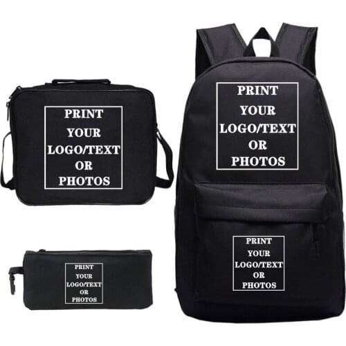 Customize Your Logo Name Image Anime Backpack Bookbag Custom School Bags Teenage Black Backpacks Men Laptop Backpack Schoolbag