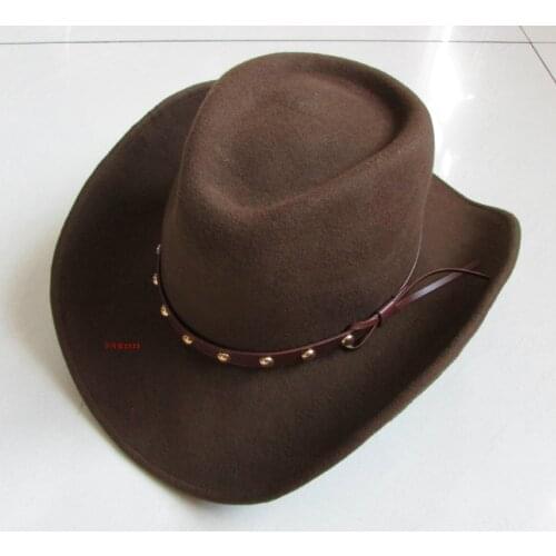 New 100% Wool Fedoras Hat Promotion Adult Waterproof Woolen Men Equestrian Hat Male Knight Cowboy Gentleman Hat Wide Brim B-8138