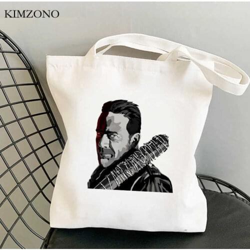 Negan the Walking Dead shopping bag handbag shopping canvas grocery shopper bolso bag net fabric bolsas ecologicas sac toile