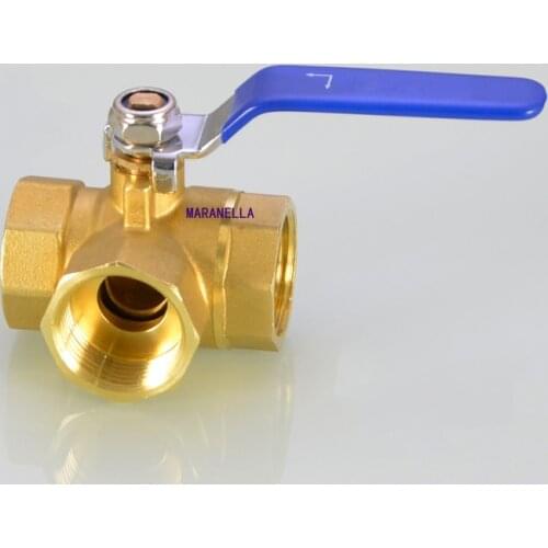 1/4" BSP Female Thread L-Port Three Way Brass Ball Valve For Water Oil Air Gas