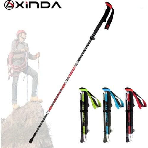 XINDA Folding Trekking Poles Carbon Fiber Ultralight Quick Lock Walking Stick Hiking Running Nordic Walking Pole
