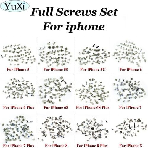 YuXi Complete Kit Full Screws Set Replacement for iPhone 7 7 plus 8 8plus X 5 5S 5C 6 6Plus 6S 6SPlus Mobile Accessories