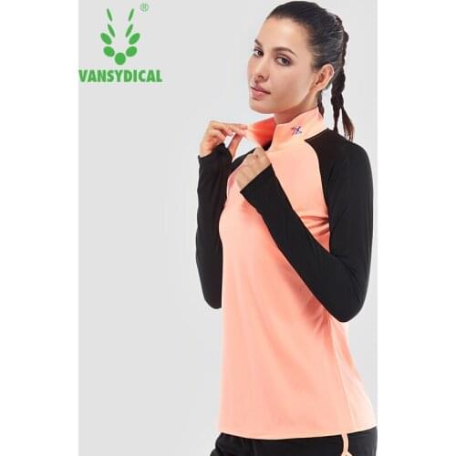 Women Long Sleeve Running Shirts Vansydical Compression Fitness Yoga Tees Breathable Training Jogging Tops Womens Sportswear