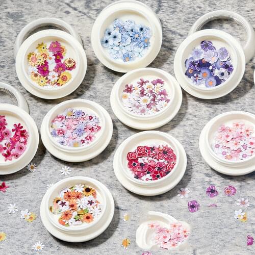 1 Box of Nail Art Color Mixed Flower Wood Pulp Sheet Sun Dried Flower Nail Ultra-thin Wood Pulp PatchDIY Nail Art Decoration Hot