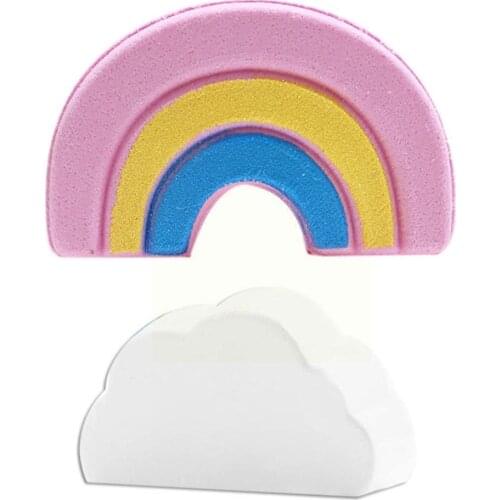 1pc Natural Skin Cares Cloud Rainbow Bath Salt Exfoliating Supplies Bubble Salt Moisturizing Bath Rainbow Bath Ball Cloud B W6A0