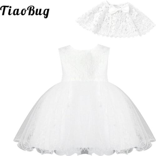 2pcs Baby Princess Girls Floral Lace Dress For Weddding Flower Girl Dresses Toddler Infant Baptism Christening Gowns with Cloak
