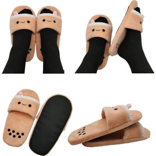 2021 Cute Creative Cartoon Slippers Milk Tea Cup Couple Cotton Winter Indoor Warm And Comfortable Non-Slip Slip-On Slippers