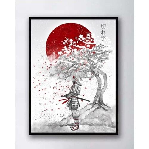 Hot diamond painting Bushido cherry blossom samurai anime red full square diamond mosaic puzzle rhinestone bag picture kit