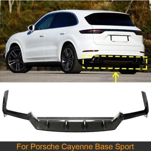 Car Rear Bumper Diffuser Lip Spoiler For Porsche Cayenne Base Sport 4 Door 2018 - 2020 Rear Diffsuer Lip Spoiler Carbon Fiber