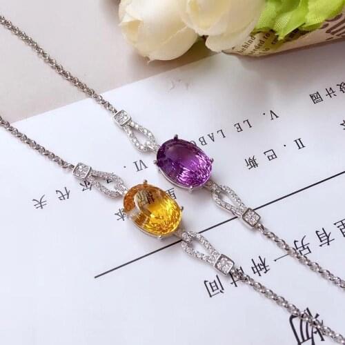 Shiny fashion purple Amethyst yellow Citrine gemstone bracelet for women jewelry good cut hot selling gift style