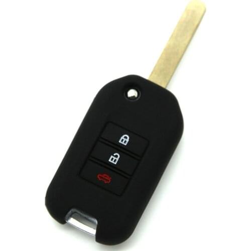 Silicone Fold 3 Key Fob Case For Honda Accord XRV Jade Songshitu Binzhi CRV Lingpai Civic Car Key DIY Auto Partsts Red Black