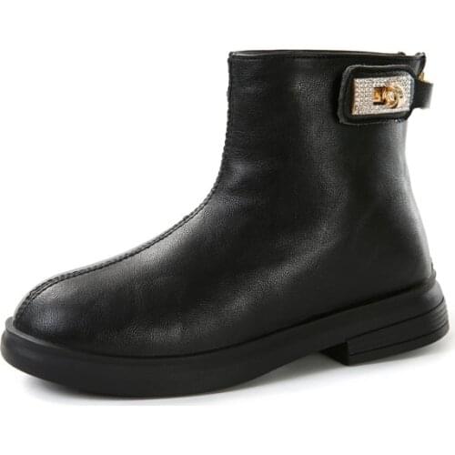 CUZULLAA Autumn Kids Boys Retro buckle Ankle Boots high Shoes For Children Girls Fashion Martin Boots Size 27-37