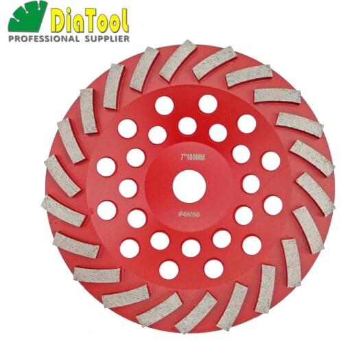 DIATOOL Diameter 180MM Segmented Turbo Diamond Grinding Cup Wheel For Concrete And Masonry Material, 7" Diamond Grinding Discs