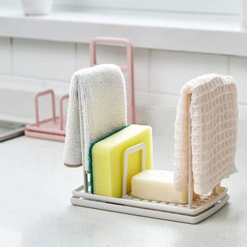 DIY Installation Towel Rack Dishwashing Cloth Sponge Storage Soap Box Cleaning Cloth Finishing Rack Dishcloth Hanger Drain Rack