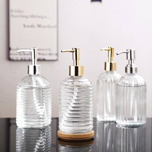 400ml Glass Soap Dispenser Bathroom Accessories Shampoo Bottle Hair Conditioner Shower Gel Manual Press Dispenser Nordic Bottle