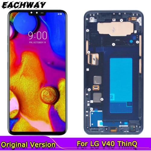 Original 6.5" 1440x3120 Tested Screen For LG V40 Touch Screen Digitizer Assembly for LG V40 Display ThinQ With Frame Replacement