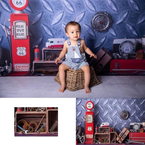 Boy Cake Smash Photography Backdrop Mechanic Child Kids Photostudio Props Car Toy Wrench Decor Background 1st Birthday Banner