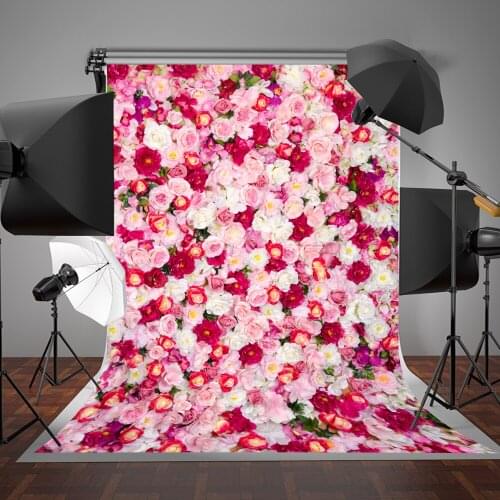 5x7ft(150x220cm) White and Red Flowers Photography Backdrops for Birthday Photo Studio Background