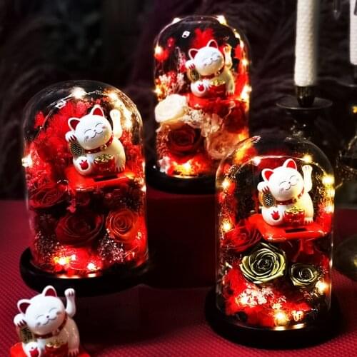 Artificial Roses In Flask Glass Dome Eternal Flower Eternal Rose Valentines Day Gift Girlfriend Gift Home Decoration