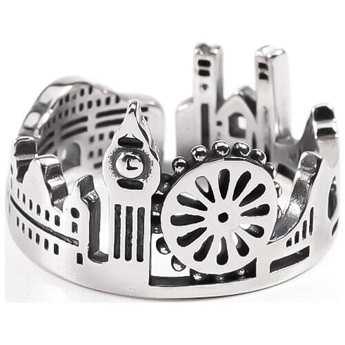 Ckysee Authentic Sterling Silver Rings Women Wedding Original Silver Castle Shape Ancient S9525 Silver Finger Rings Fine Jewelry