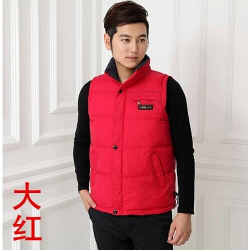 Hot! Professional custom mens cotton vest, middle-aged mens down cotton vest, military green, red, dark blue plus size M-XXXXL