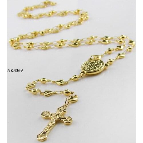 Fashion Women Men Punk Cross Necklace Stainless Steel Maria the Virgin Jesus Gold Pendant Necklace Pulseras Jewelry