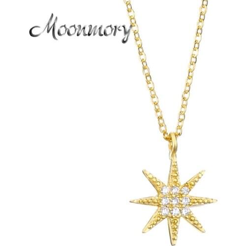 Moonmory Silver 925 Jewelry Europe Trendy 925 Sterling Silver Snowflake Pendant Necklace For Women Engagement Necklace With CZ